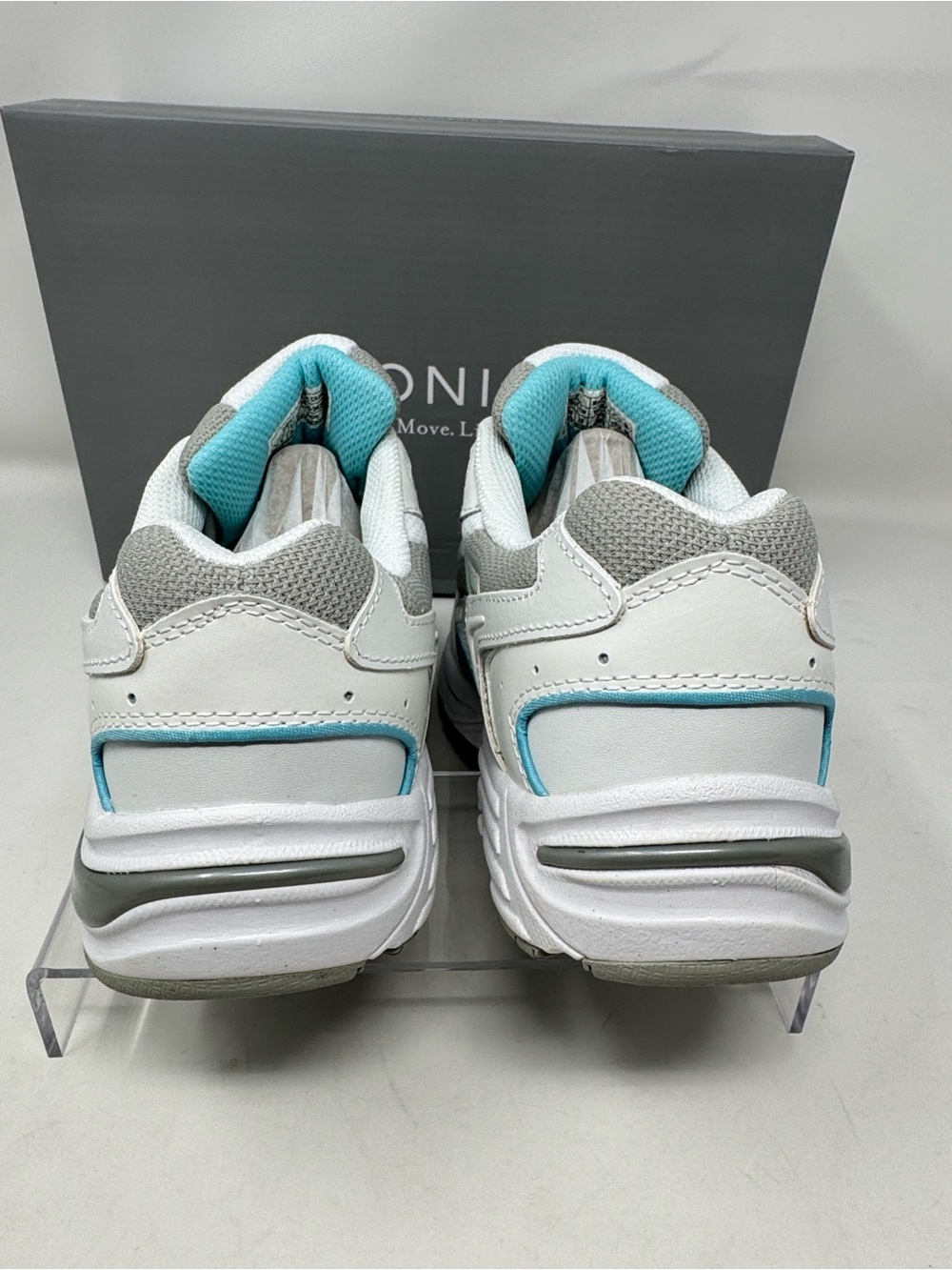 NWT Vionic 23Walk White/Teal/Gray Leather Orthotic Sneakers Size 8 Wide - Picture 4 of 10
